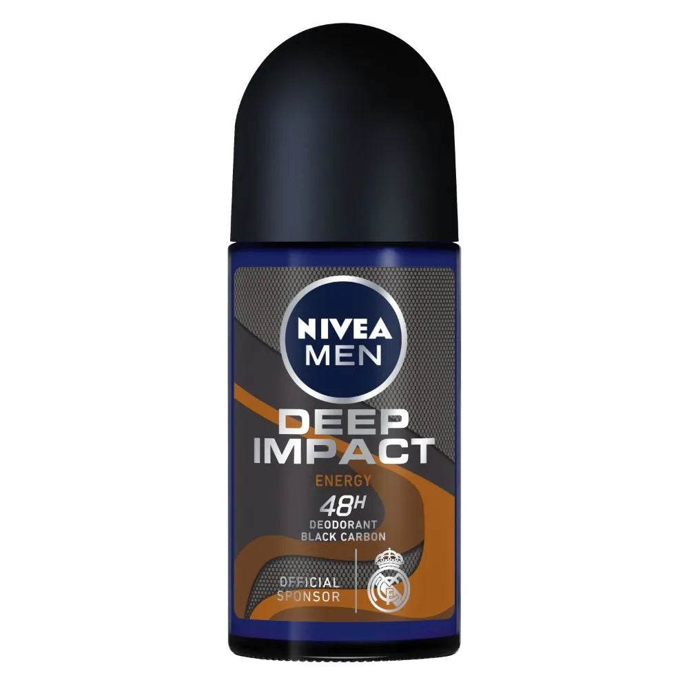Nivea Men Deep Impact Energy Deodorant Roll On - 48hrs Anti Perspirant Freshness - 50 ml
