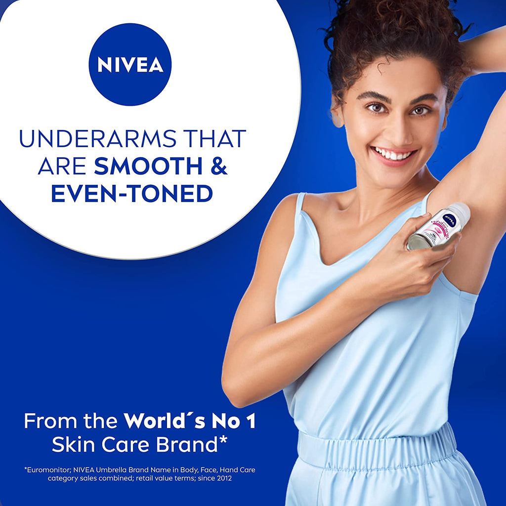 Nivea Women Whitening Smooth Skin Deodorant Roll On - for 48hrs Protection - 50 ml