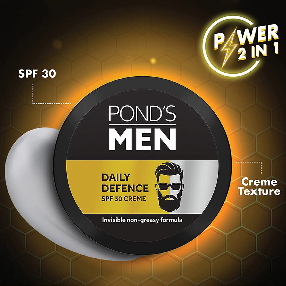 Ponds Men Daily Defence SPF 30 Face Crème - Non-Greasy Formula, Rich In Vitamin