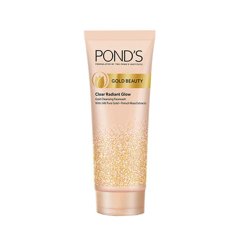 ponds gold beauty gold cleansing face wash, 24k pure gold for clear radiant glow