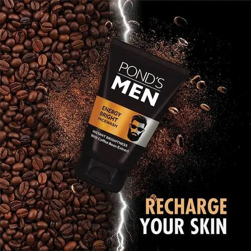Ponds Men Energy Bright Facewash - With Coffee Bean Extract for Anti Dullness - 100 gms