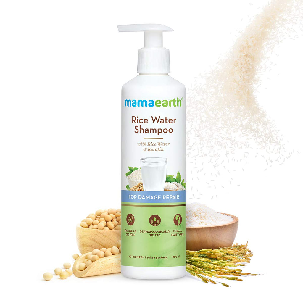 Mamaearth Rice Water Shampoo With Rice Water & Keratin For Damaged - Dry and Frizzy Hair 