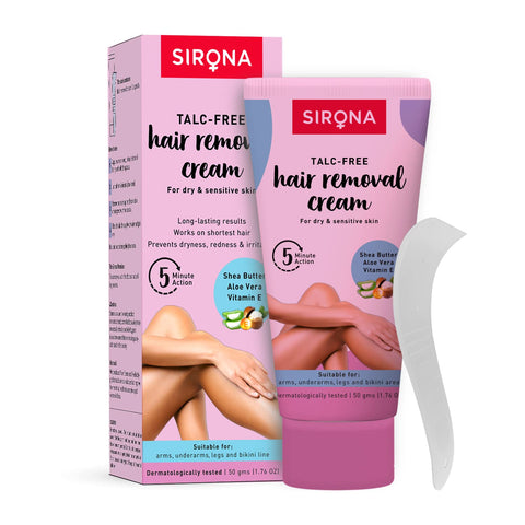 sirona hair removal cream for women for sensitive skin with aloevera-vitamin e & shea butter - 50 gms