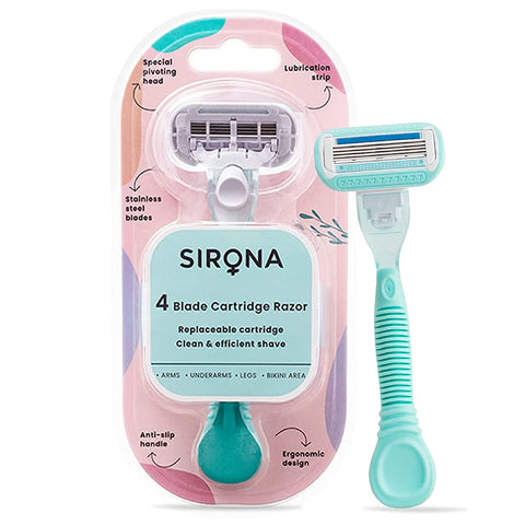 sirona hair removal razor for women with aloe vera & vitamin e lubrication – 1 pcs 