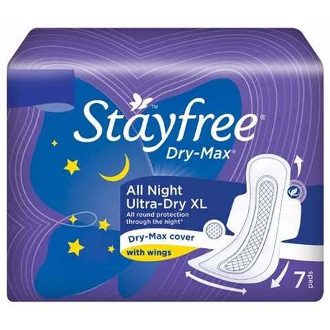 stayfree dry max all night x-large dry cover sanitary pads