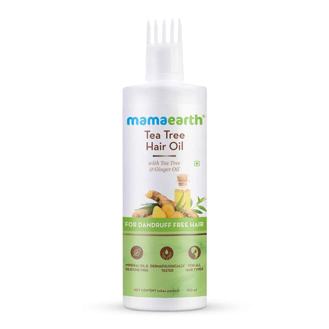 mamaearth tea tree anti dandruff hair oil with tea tree oil & ginger - 250 ml
