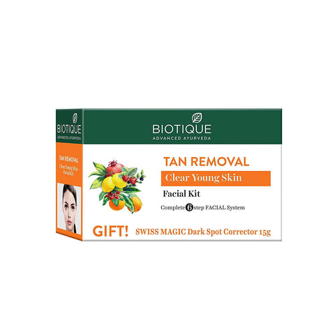 biotique anti tan facial kit for tan-removal & clear young skin - (5*10 gms + 15 gms)
