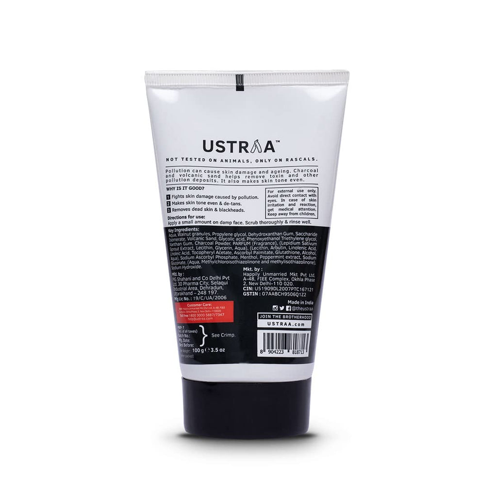 Ustraa Activated Charcoal Face Scrub For Men - 100 gms