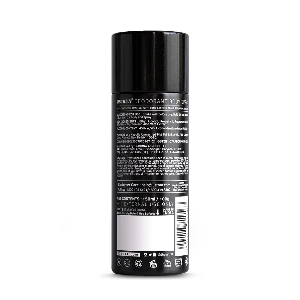 Ustraa BLACK Deodorant Body Spray ( Pack of 2 )