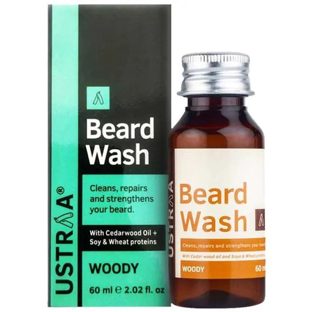 Ustraa Beard Wash - For Men, Woody, 60 ml