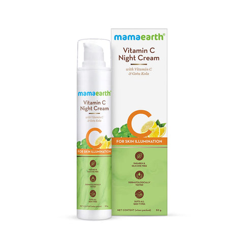 mamaearth vitamin c night cream for women with vitamin c and gotu kola for skin illumination - 50gm