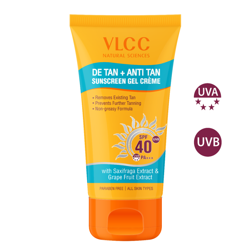 VLCC De Tan + Anti Tan Sunscreen Gel Crème SPF 40 - 100 gm