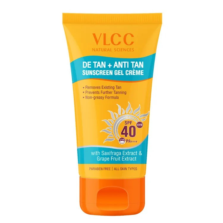 VLCC De Tan + Anti Tan Sunscreen Gel Crème SPF 40 - 100 gms
