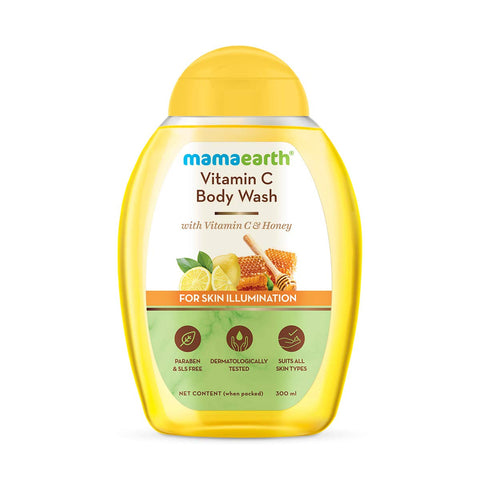mamaearth vitamin c body wash with vitamin c and honey for skin illumination (300 ml)