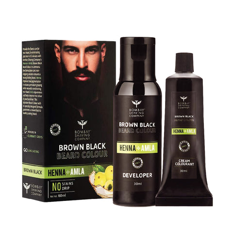 bombay shaving company beard color for men with henna & amla - brown black - 60 ml