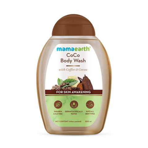 mamaearth coco body wash with coffee and cocoa for skin awakening (300 ml)