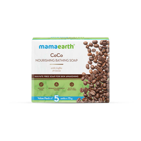 mamaearth coco nourishing bathing soap with coffee and cocoa - 5*75 gms